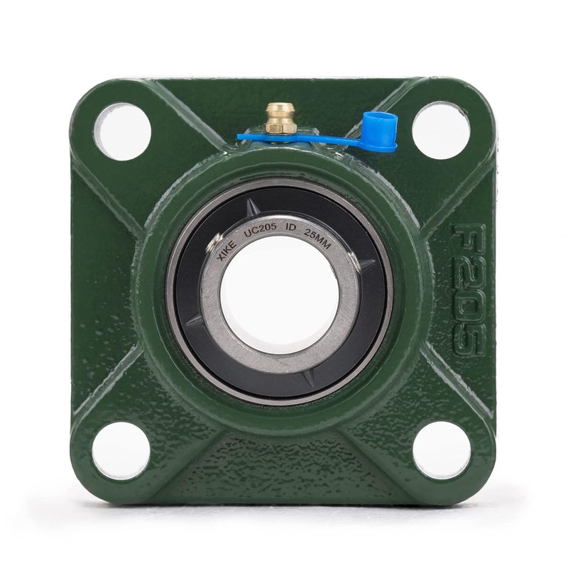 Xike 2 Pcs UCF205 Bore 25 mm Pillow Block Square Flange Mounted Ball Bearings, Solid Cast Iron Base and Self Aligning Chrome Steel Sealed Bearings. - Image 3